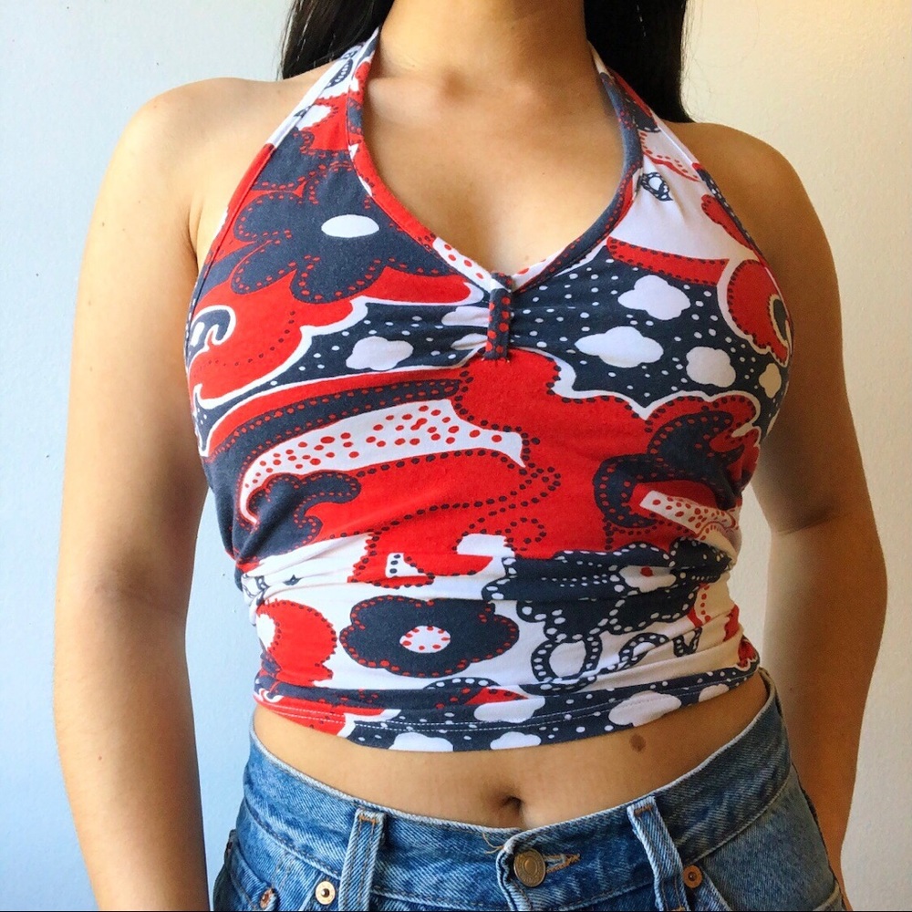 Red white blue halter top